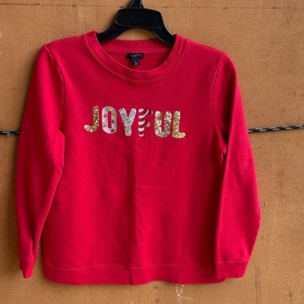 Festive Talbots Red Joyful Sweater